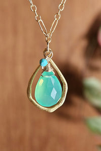 GF) Chrysoprase & Organic Ring Necklace  NGR0925G