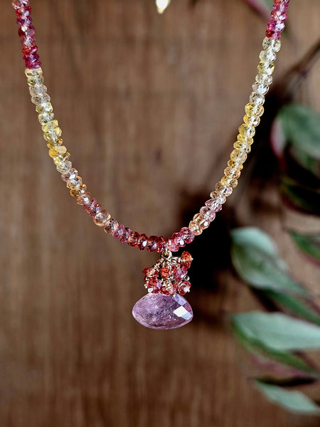 One of a Kind Rose & Padparadsha Sapphire Necklace