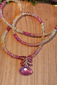 One of a Kind Rose & Padparadsha Sapphire Necklace