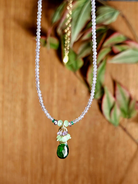 GF) Chrome Diopside, Chrysoprase & Amethyst Necklace  NGR1225G