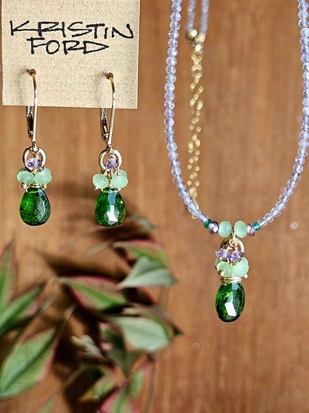 GF) Chrome Diopside, Chrysoprase & Amethyst Necklace  NGR1225G