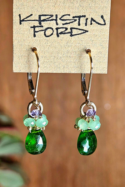 GF) Chrome Diopside, Chrysoprase & Amethyst Earrings  EGR1225G