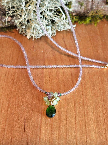 GF) Chrome Diopside, Chrysoprase & Amethyst Necklace  NGR1225G