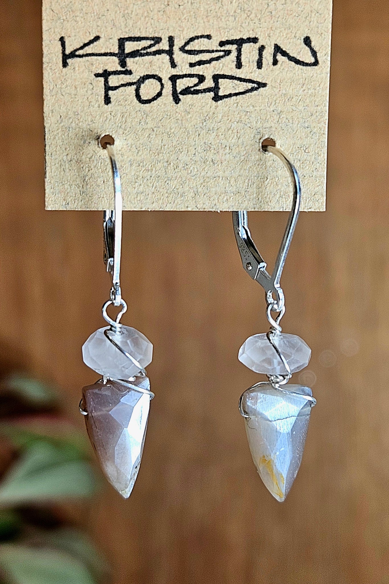 Chocolate Mocha Moonstone & Rose Quartz Earrings  EBR1025