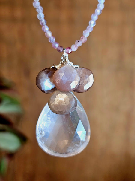 Rose Quartz & Mocha Moonstone Necklace  NRD1625