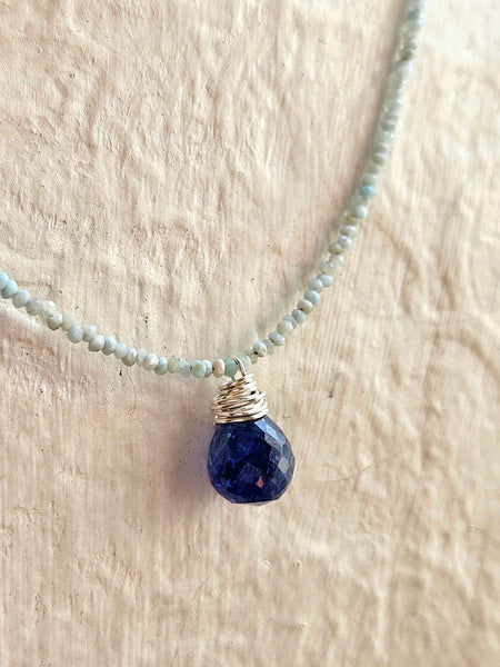 Blue Sapphire & Larimar Necklace  NBL1325