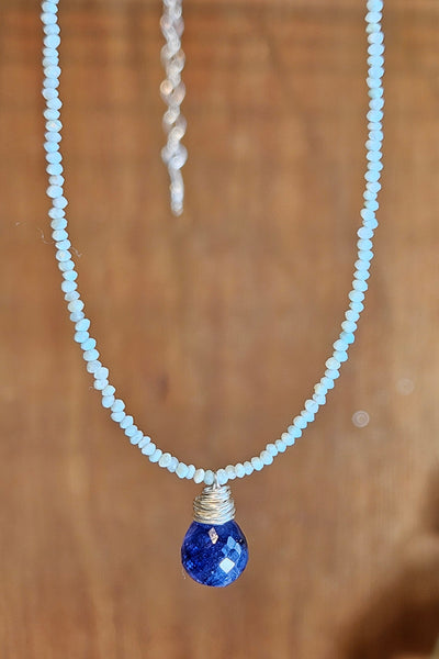 Blue Sapphire & Larimar Necklace  NBL1325