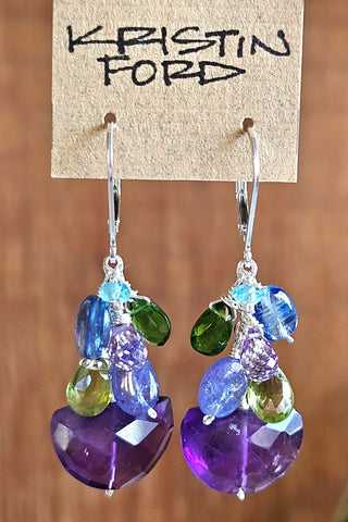 Amethyst & Multi Color Earrings  EBL1525