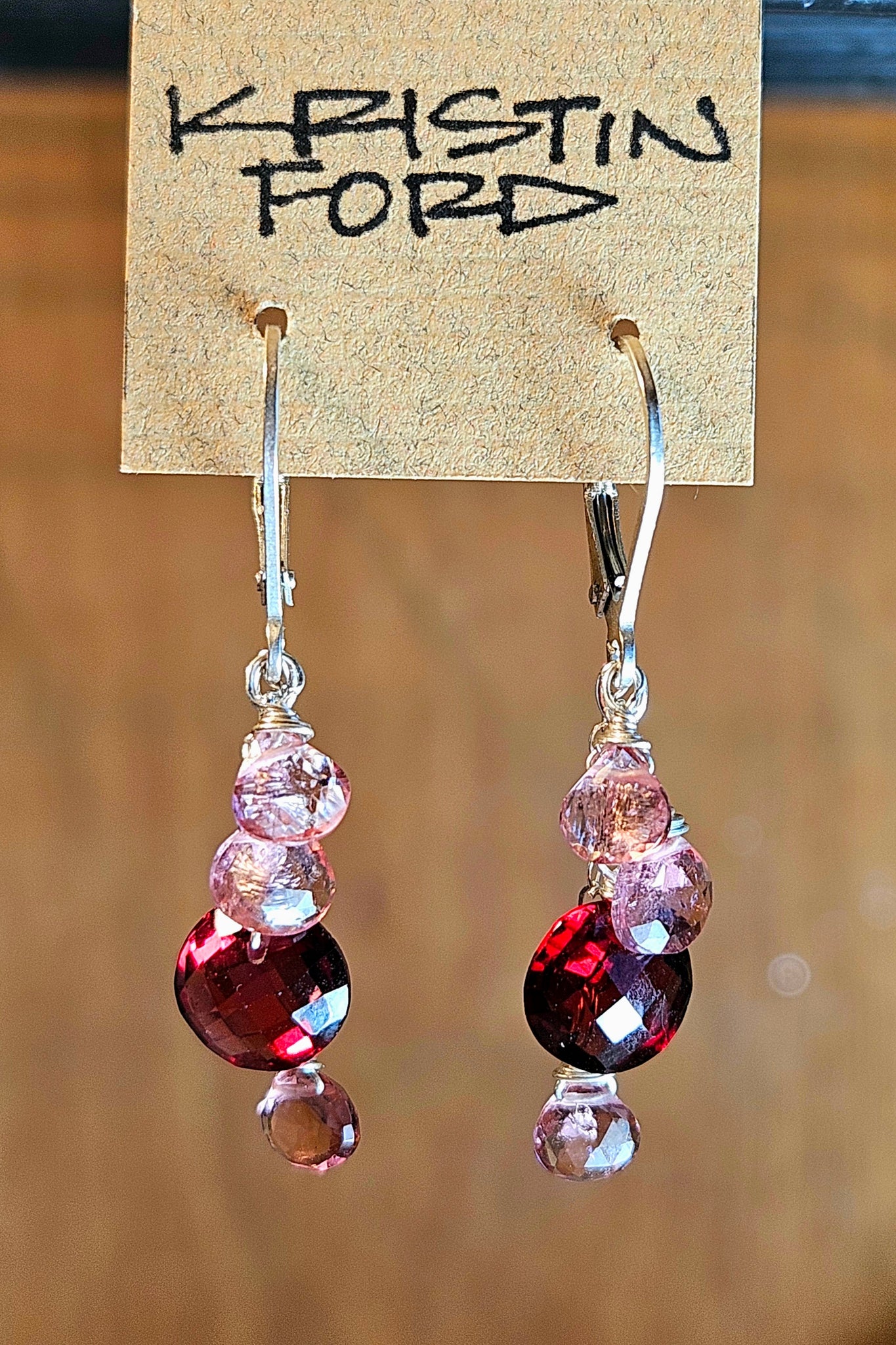 One of a Kind Garnet & Pink Topaz Earrings