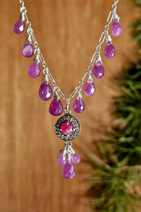 One of a kind Ruby  & White Topaz Necklace