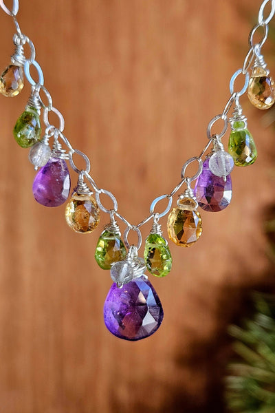 Amethyst, Labradorite, Peridot & Citrine Necklace  NWH0225