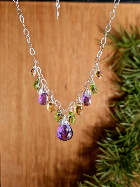 Amethyst, Labradorite, Peridot & Citrine Necklace  NWH0225