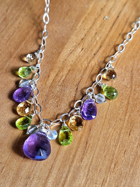 Amethyst, Labradorite, Peridot & Citrine Necklace  NWH0225