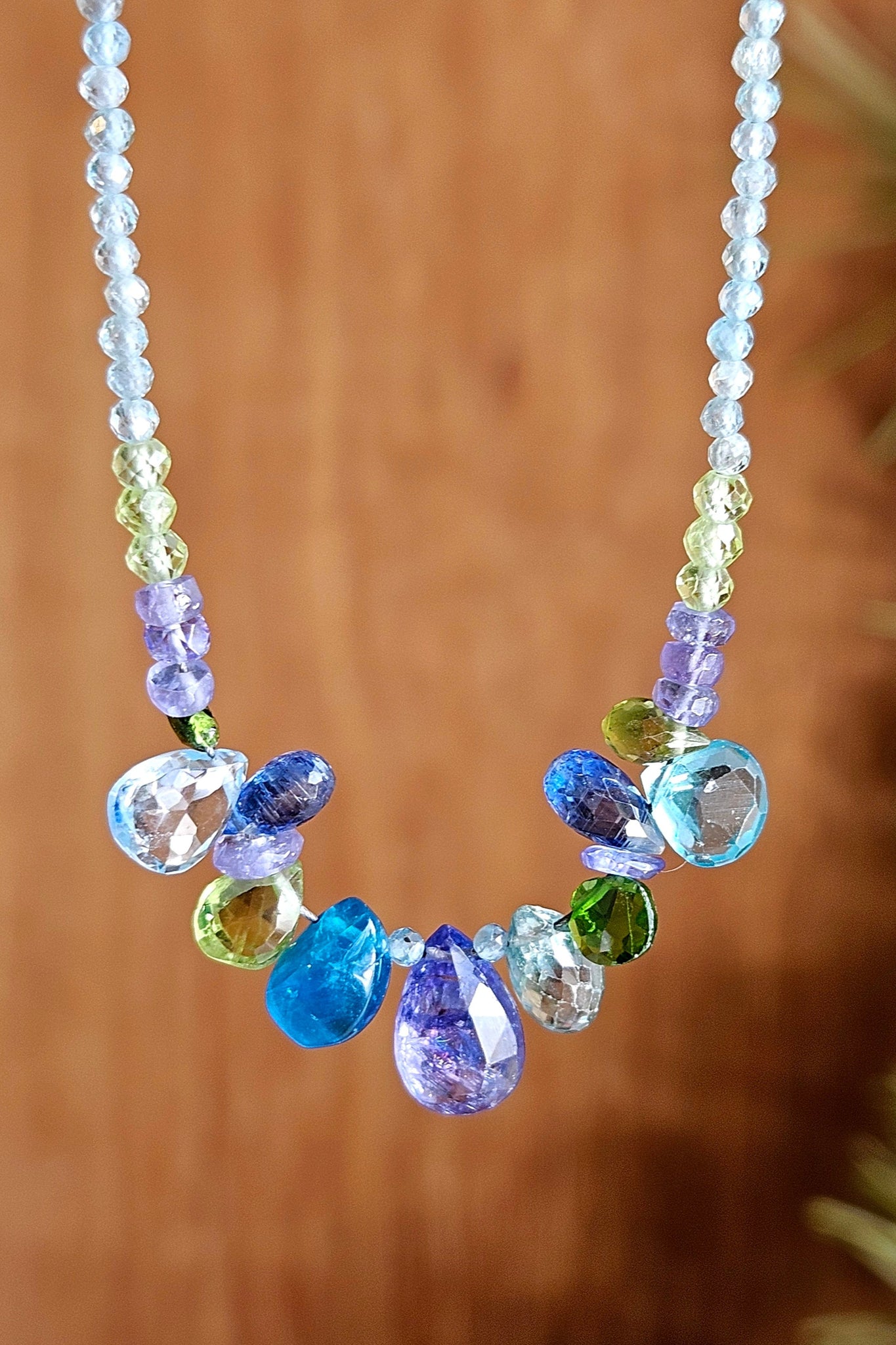 Tanzanite & Multi Color Gemstone Necklace  NBL4423