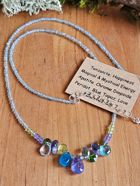 Tanzanite & Multi Color Gemstone Necklace  NBL4423