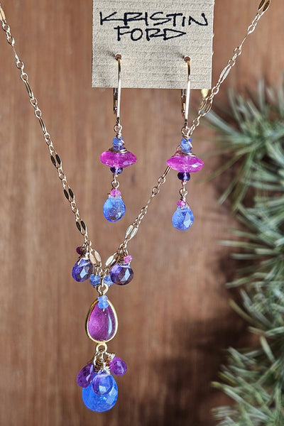 One of a Kind GF) Ruby, Tanzanite & Amethyst Necklace