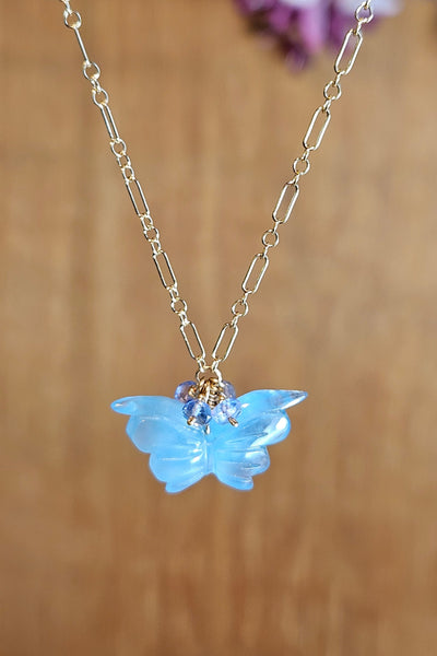 GF) Aquamarine Butterfly Necklace   NBL3125G