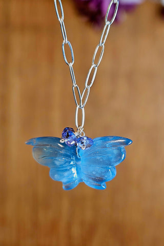Aquamarine Butterfly Necklace  NBL3125