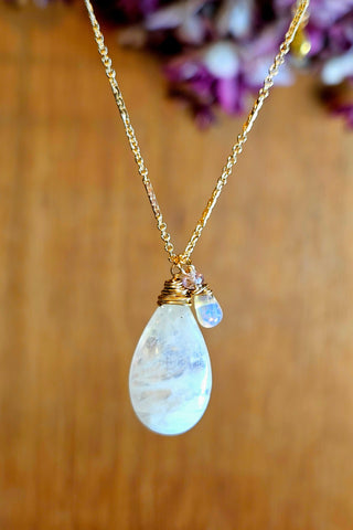 GF) Rainbow Moonstone, Opal & Pink Tourmaline Necklace  NWH1525G