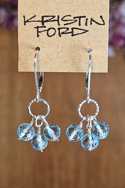 One of a Kind Platinum Cultured Pearl & Blue Topaz Necklace