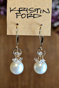 GF) Fresh Water Pearl & Herkimer Diamond Quartz Earrings  EWH1625G