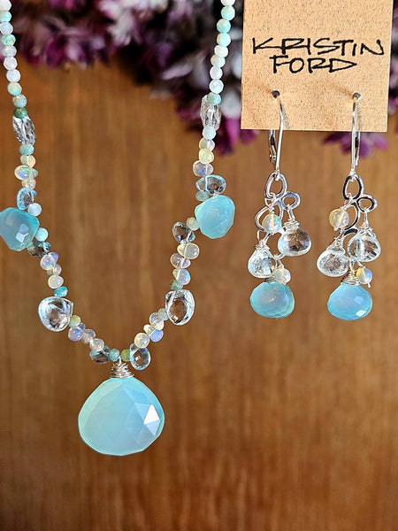 Chalcedony, Opal, Apatite & Amazonite Necklace  NBL3625