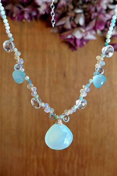 Chalcedony, Opal, Apatite & Amazonite Necklace  NBL3625
