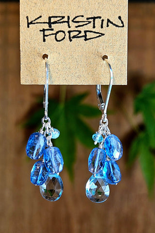 Blue Topaz, Kyanite & Apatite Earrings  EBL4325