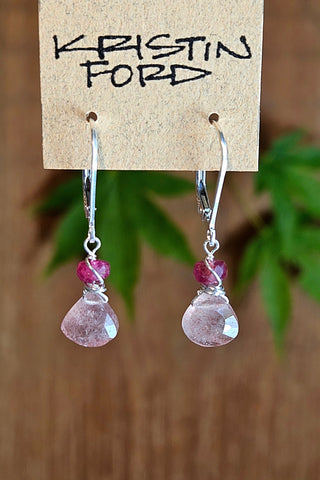 Strawberry Quartz & Ruby Earrings  ERD2225