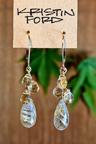 GF) Golden Rutilated Quartz & Citrine Earrings EBR2125G