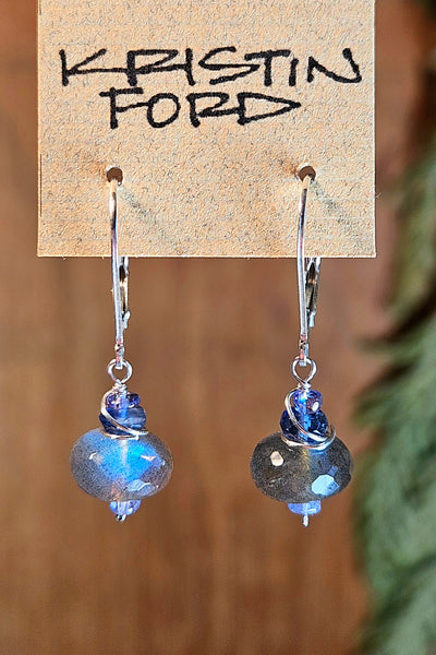 Labradorite, Kyanite & Tanzanite Earrings  EBK0525