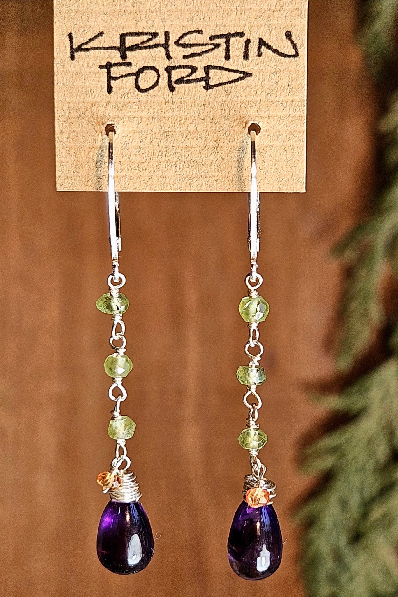 Amethyst, Peridot & Padparadscha Sapphire Earrings  EBL4525