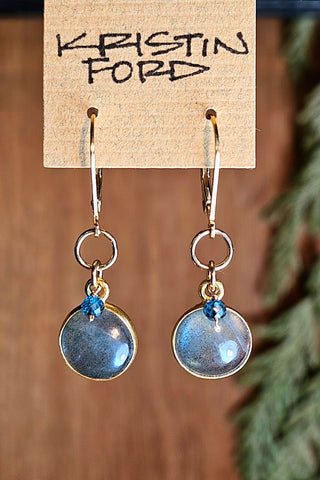 GF) Labradorite Coin Earrings  EBK1425G