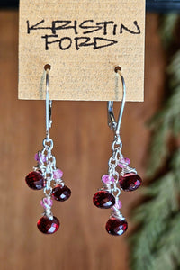 Garnet & Pink Sapphire Earrings  ERD2425