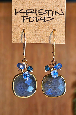 GF) Labradorite, Blue Kyanite & London Blue Topaz Earrings  EBK1525G