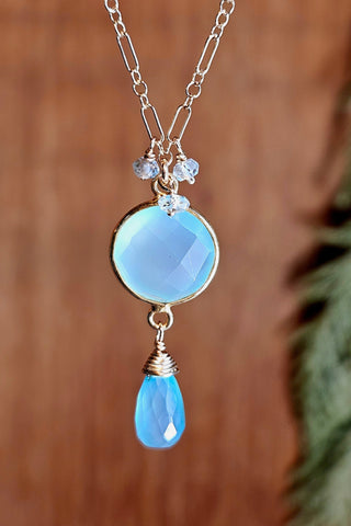 GF) Chalcedony & Aquamarine Necklace  NBL4725G