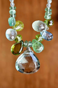 Prasiolite & Multi Color Briolette Necklace  NGR2025