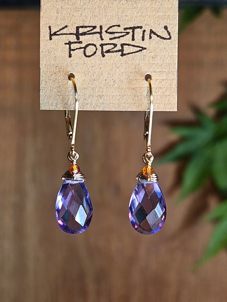 GF) Amethyst & Hessonite Earrings  EBL4925G