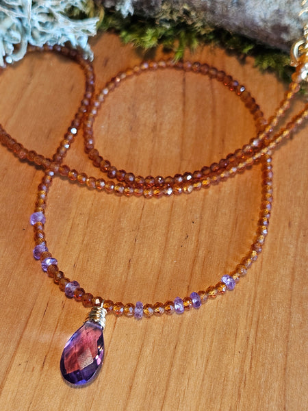 GF) Amethyst & Hessonite Necklace  NBL4925G