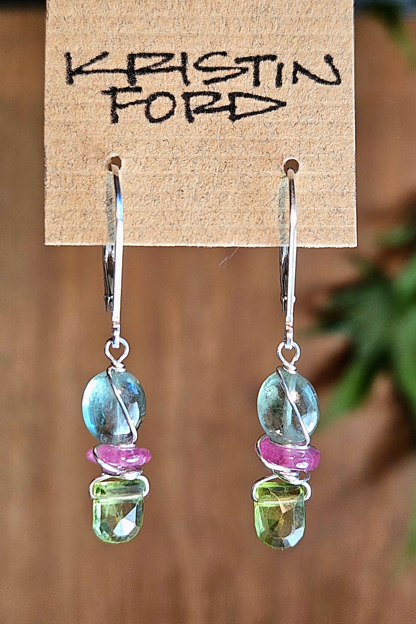 Peridot, Ruby & Green Kyanite Earrings   EGR2325
