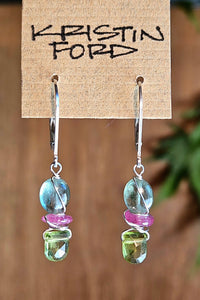 Peridot, Ruby & Green Kyanite Earrings   EGR2325