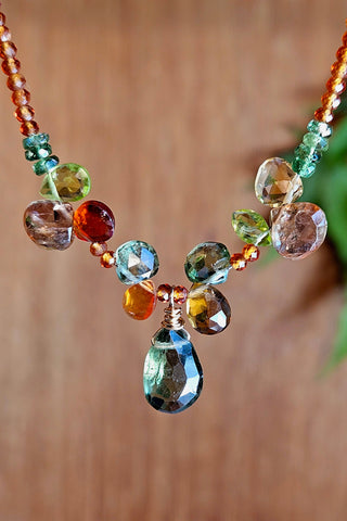 GF) Green Apatite, Hessonite, Peridot & Citrine Necklace  NGR2125G
