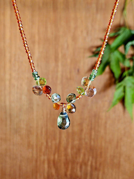 GF) Green Apatite, Hessonite, Peridot & Citrine Necklace  NGR2125G