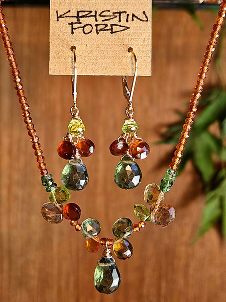GF) Green Apatite, Hessonite, Peridot & Citrine Necklace  NGR2125G