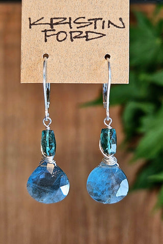 Moss Aquamarine & Green Apatite Earrings  EBL5225