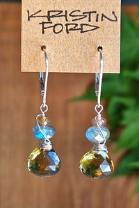 Olive Quartz, Labradorite & Andalusite Earrings  EBR4125