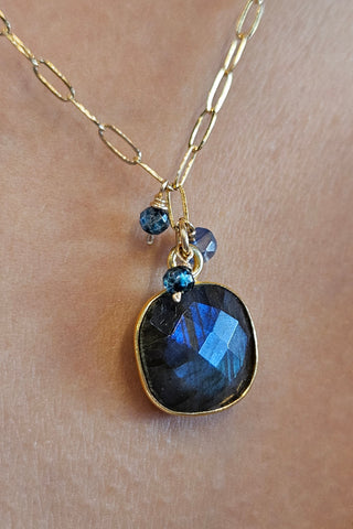 GF) Labradorite, Blue Kyanite & London Blue Topaz Necklace  NBK1525G
