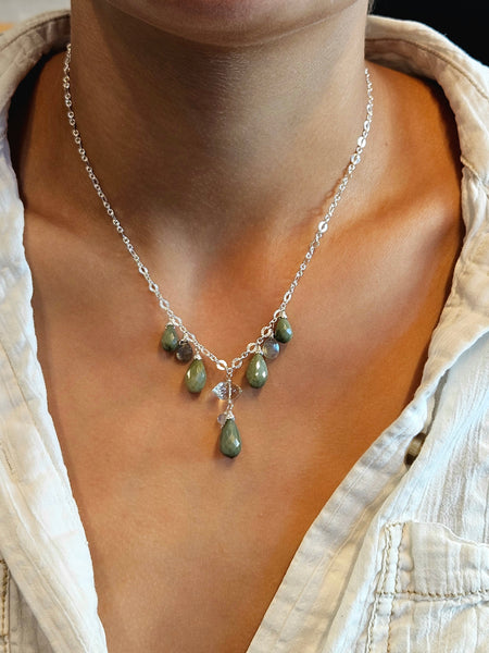 Chrysoberyl, Prasiolite & Labradorite Necklace  NGR1124