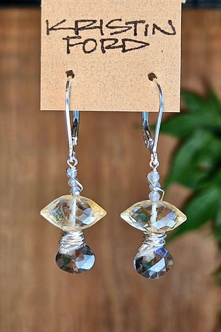 F Smoky Quartz, Citrine & Labradorite Earrings  EBR2225