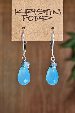 Chalcedony Teardrop with Apatite Rondel Earrings EBL3020